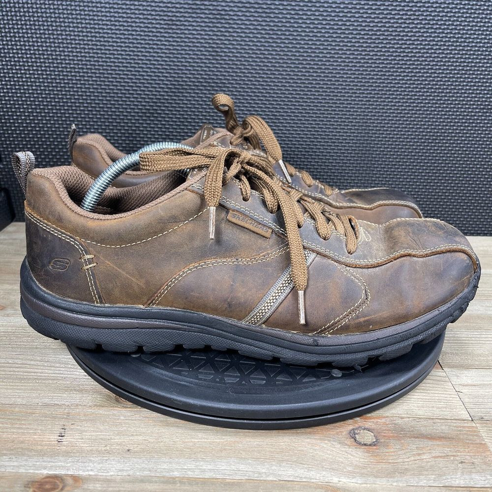 Skechers Levoy Relaxed Fit Mens Size 12 Superior Brown Leather Casual Oxfords